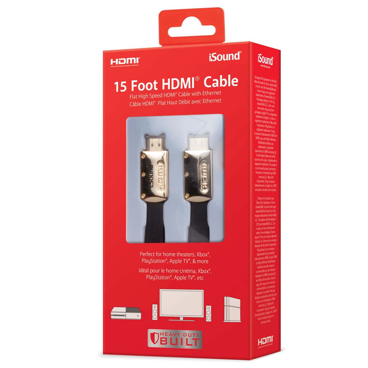 iSOUND HDMI CABLE, HD CONNECT. 15 FOOT LENGTH, BLACK, 6816