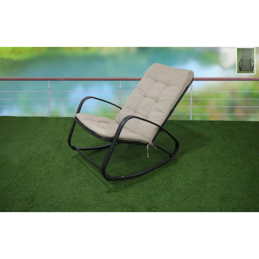 Phivilla Rocking Chair Black Steel Mesh+ Cushion, 1010808