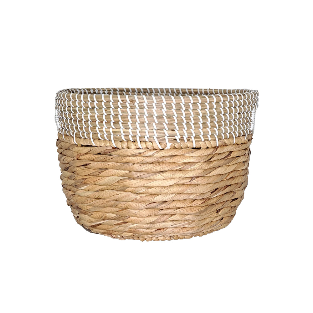 Cannon Water Hyacinth Basket Round With Cutout Handles Mix Seagrass, CAN-HCN116B