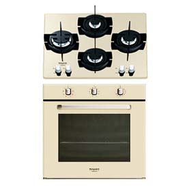 ARISTON BUILT IN HOB AND FULL ELECTRIC OVEN, 60CM, CHAMPAGNE COLOR, FD522CH / TD640ESCH