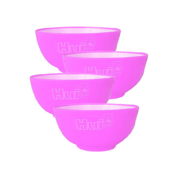 Set Of 4 Plastic Round Bowls Pink, P-18315-30P