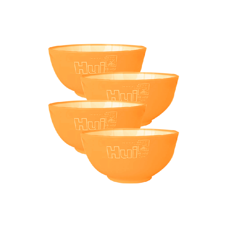 Set Of 4 Plastic Round Bowls Orange, P-18315-30O