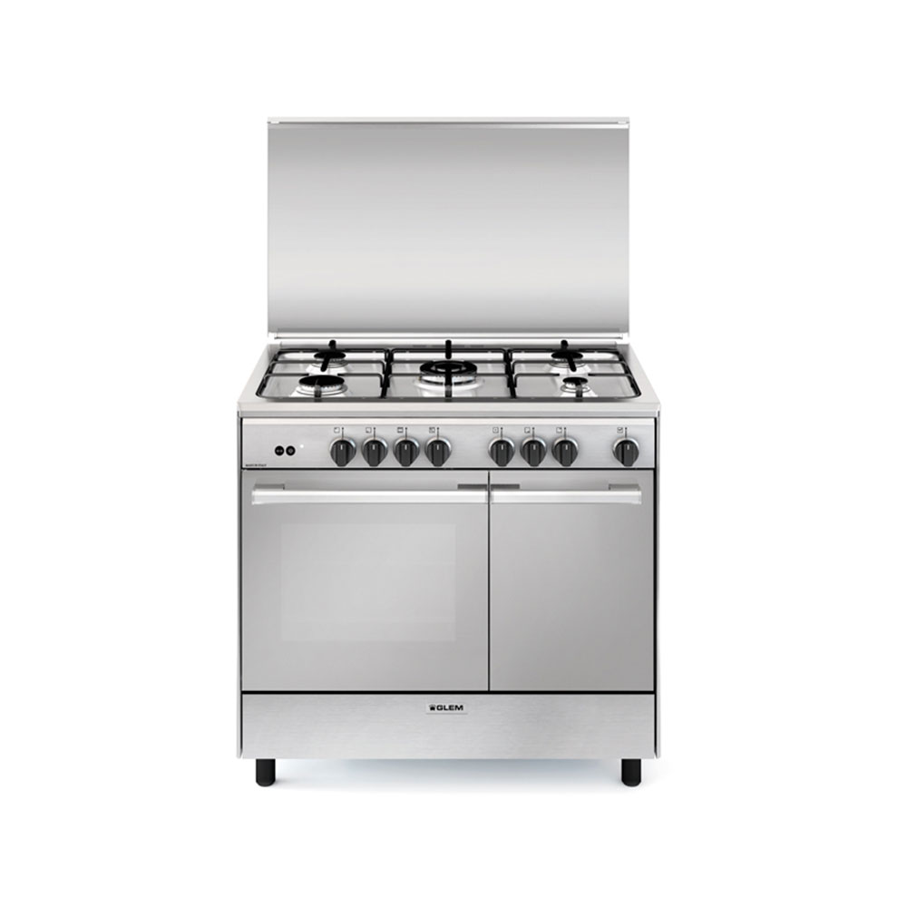 Glem Gas Oven With Gas Grill, 5 Burners, Inox, PU9612G