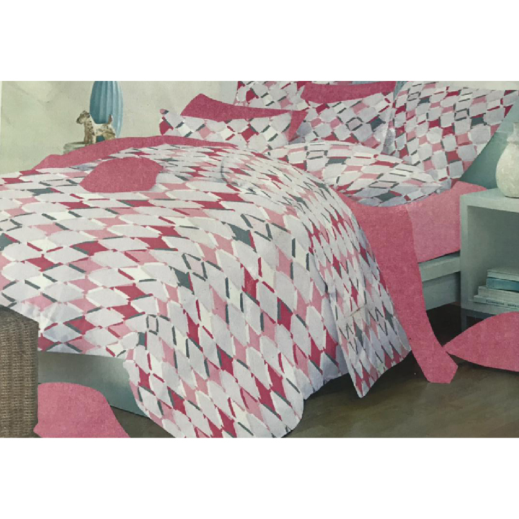 Red/White/Pink/Grey | Bedset 8 Pcs Assorted Single, 0415RWPG