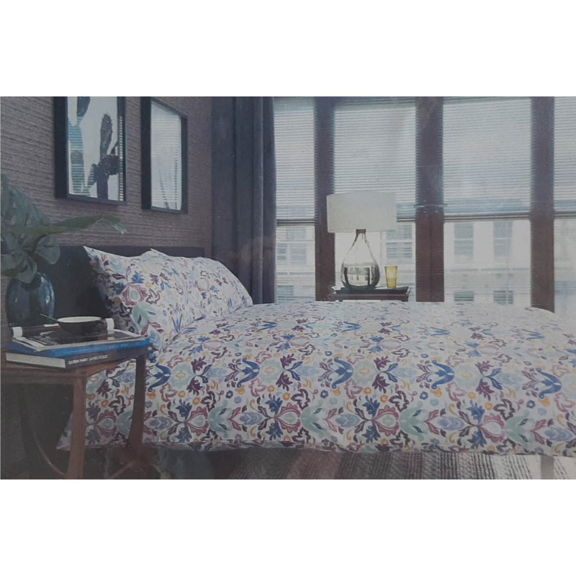 Windsor White/Blue/Purple Luxury Bed Linen Collection Single, WIN-8391WBLPU
