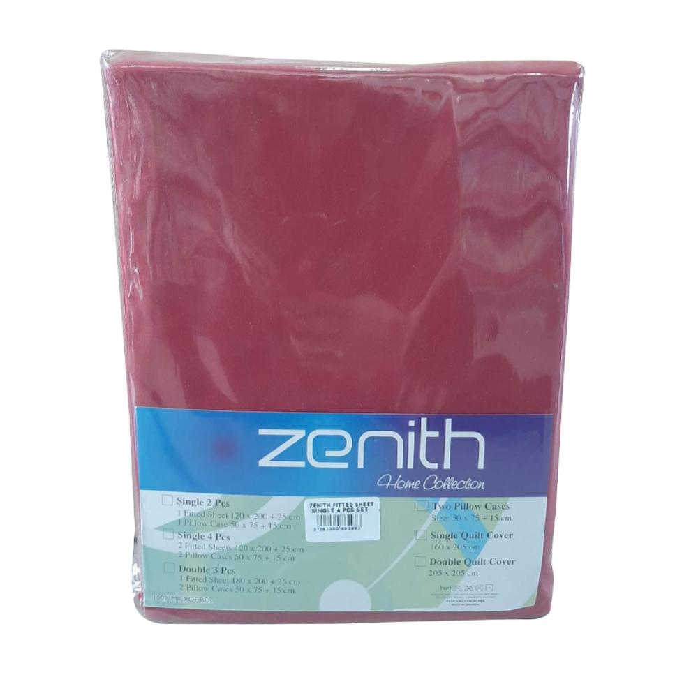 Zenith Bordo Fitted Sheet Single 4 Pcs Set, ZEN-2983BO