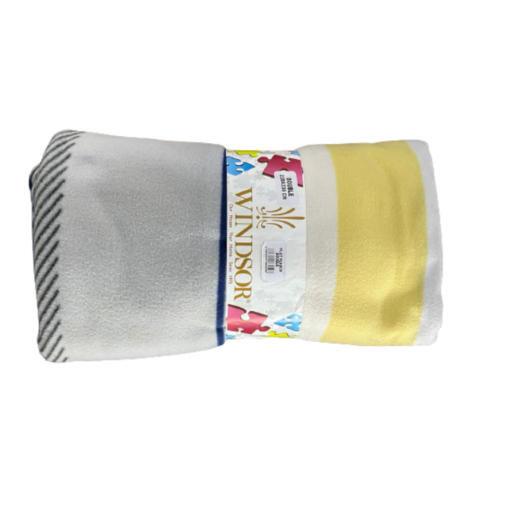 Windsor, Blanket Polar Fleece Printed Double (Yellow & Grey), WIN-0598YG