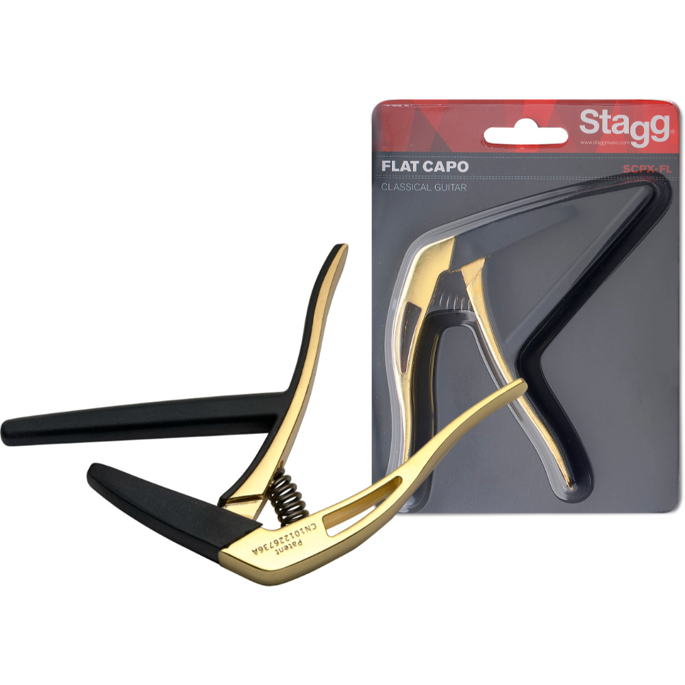 Stagg DK Wood Flat Trigger Capo For Classical Guitar, SCPX-FLWO