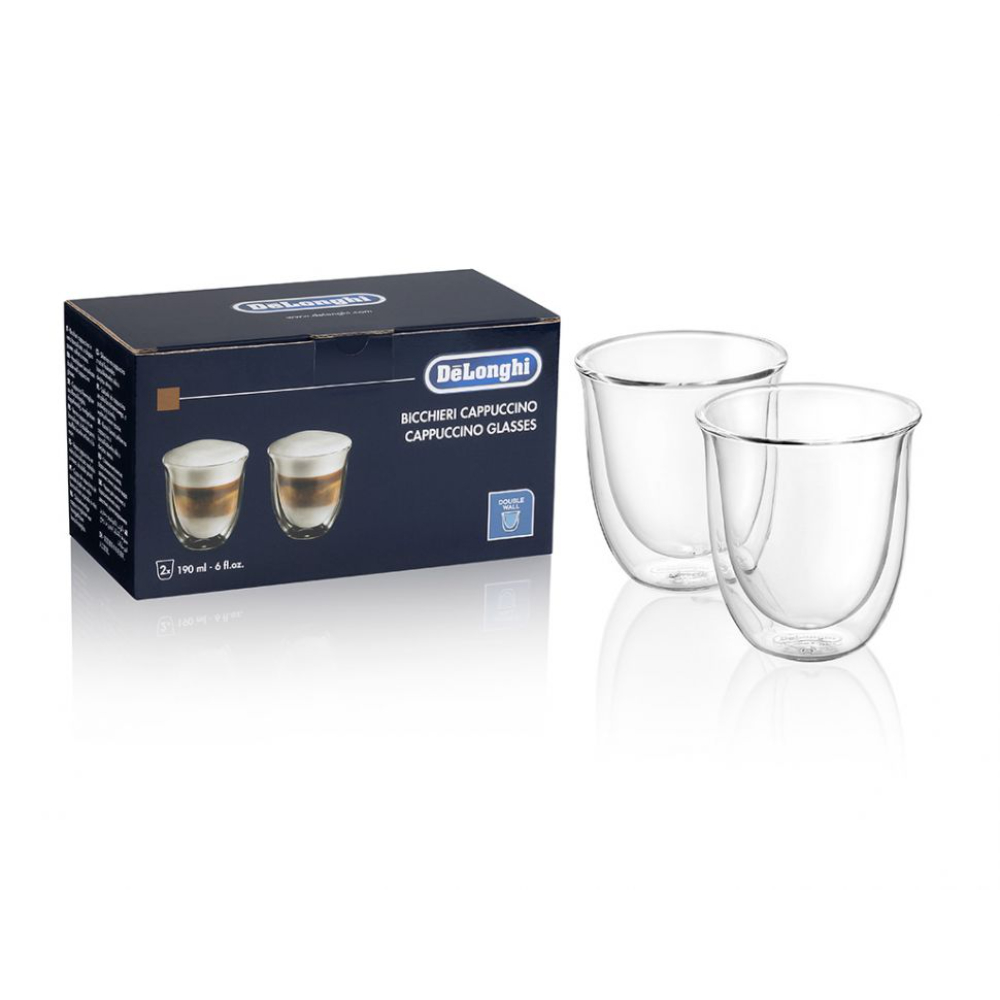 Delonghi Set Two Thermo Double Wall Glasses For Cuppuccino 190ML, DKEX5513