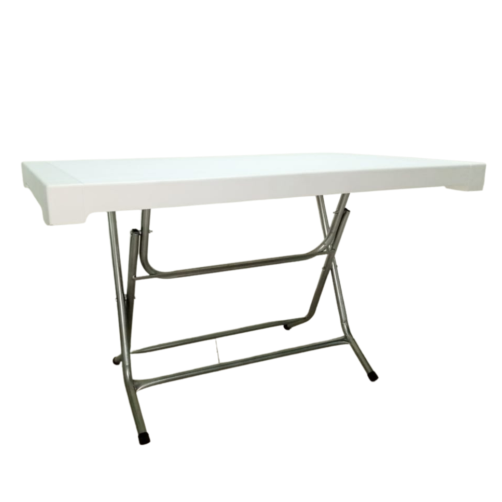 Milano Plastic Rectangular Foldable Table With Steel Legs All-Weather Elegant and Modern Outdoor and Indoor Furniture, (Silver), 3M-MIL02-SV