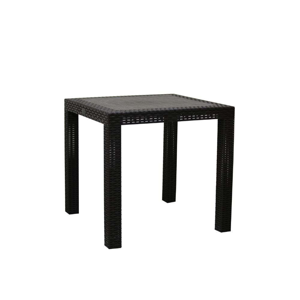 Aurora Plastic Square Rattan Table All-Weather Elegant and Modern Outdoor and Indoor Furniture, (Dark Brown), 3M-AURO01-DBR
