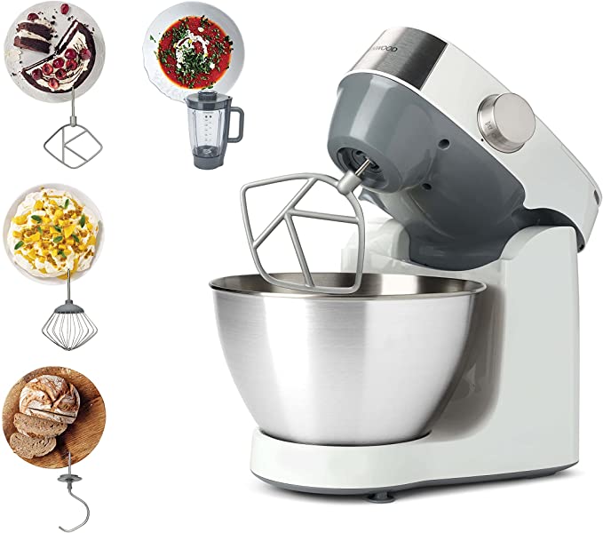 Kenwood Prospero Plus Stand Mixer for Baking, Compact 4.3L Bowl, 3 Bowl Tools, 1000W, Silver, KHC29.B0SI