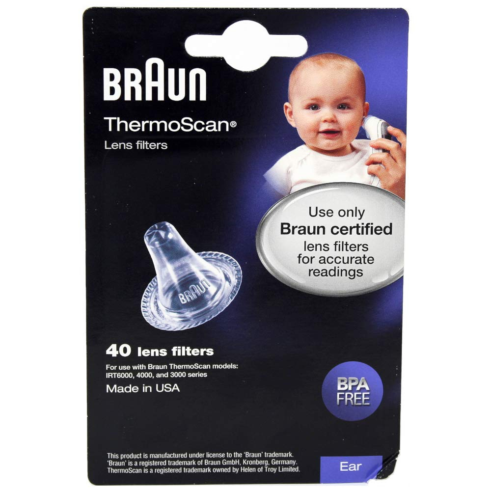 Braun Ear Thermometer Lens Filters, 2 Pack, 80 Filters Total, LF40-XZ
