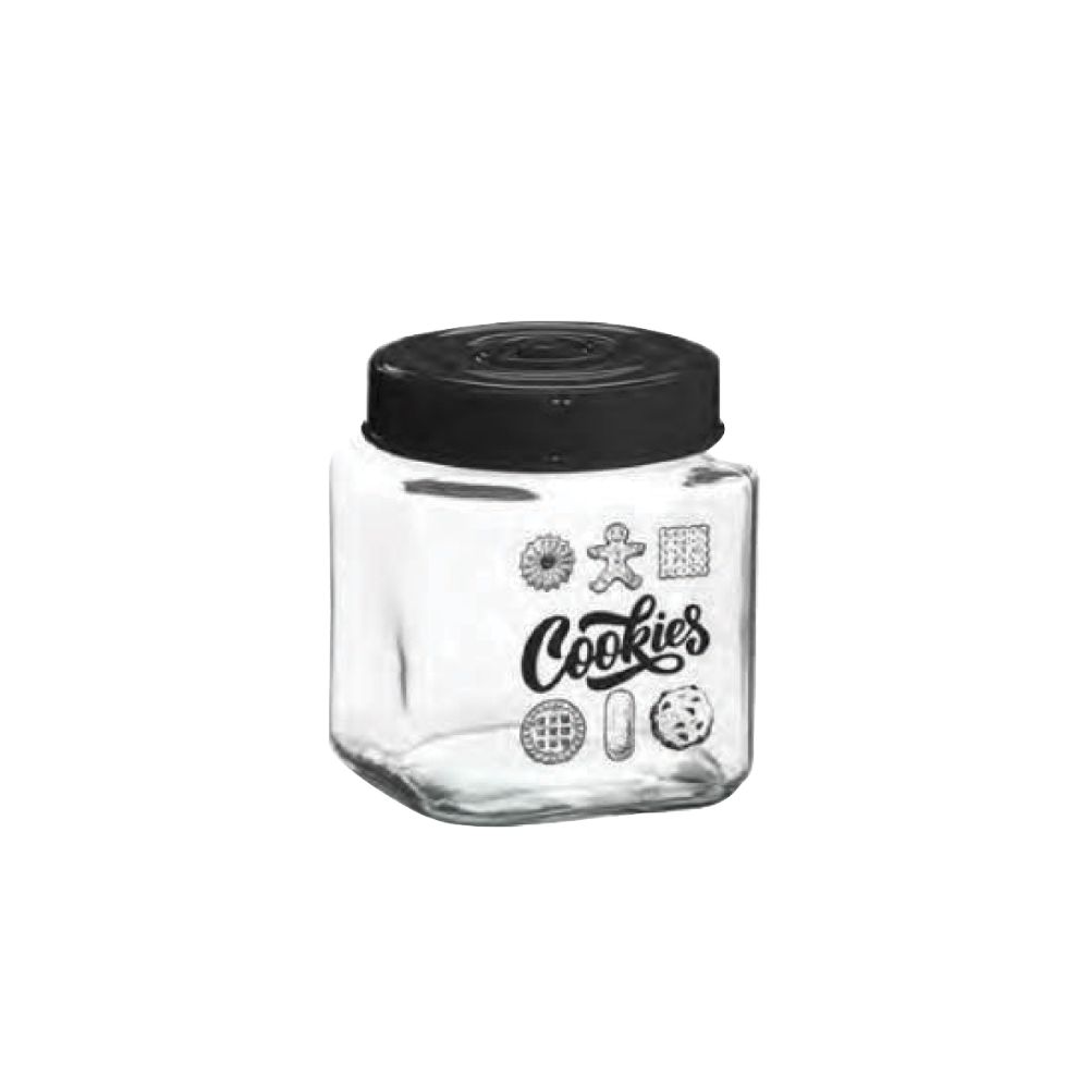 Herevin Decorated Square Canister 1LT Cookies, 149010-001