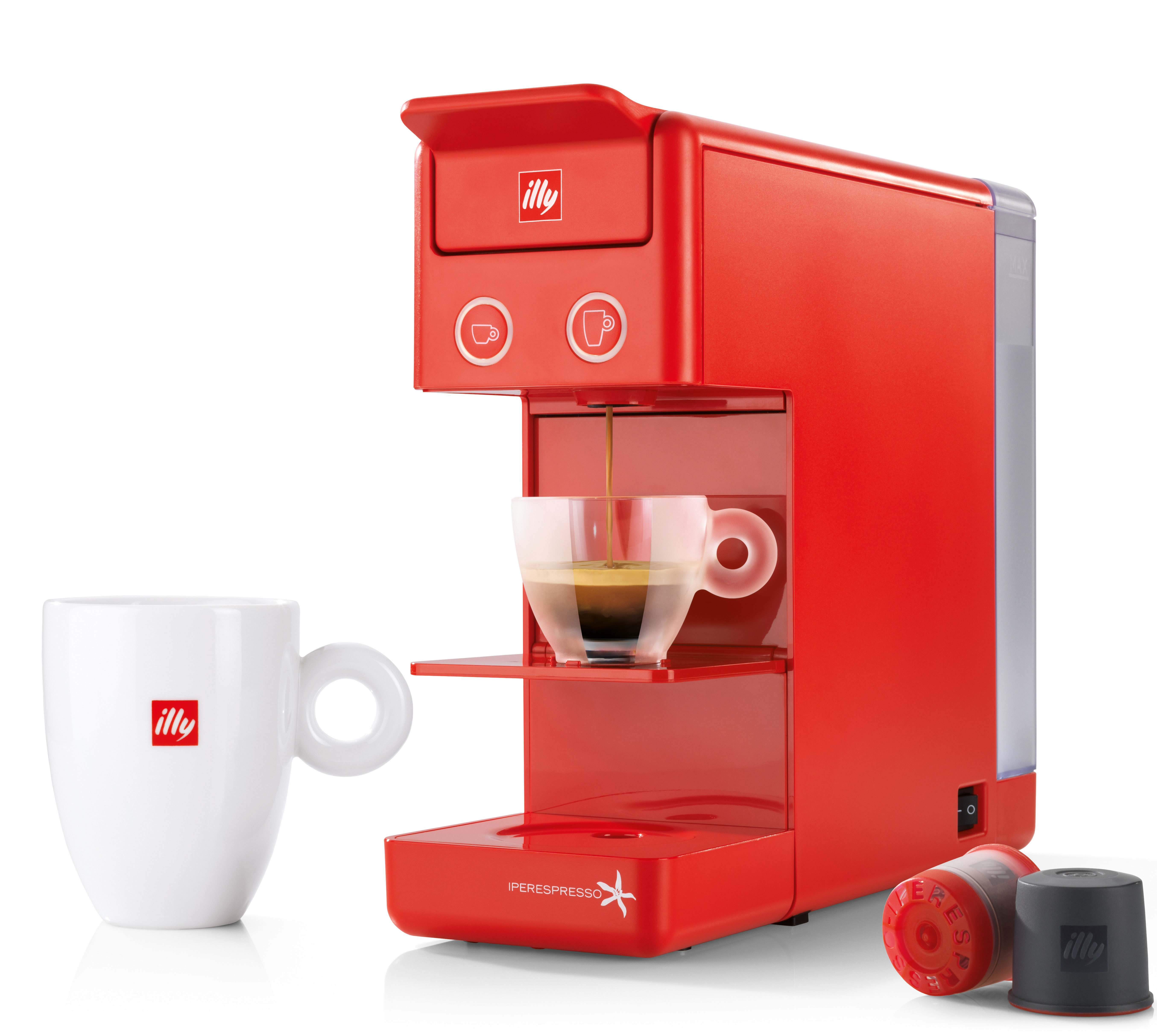 ILLY ESPRESSO MACHINE, TWO PROGRAMMABLE COFFEE SETTINGS, RED, FRANCIS Y3.2 