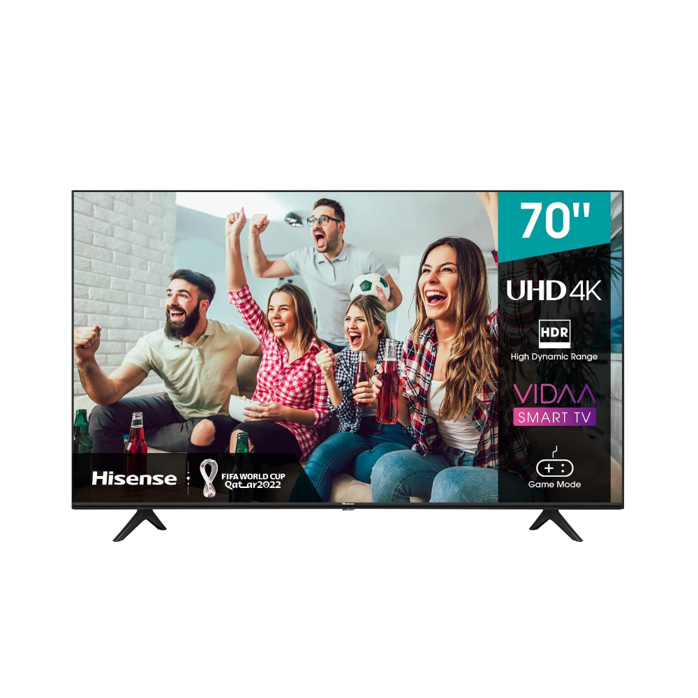 Hisense TV 70-Inch, 4K, Ultra HD Smart, 2USB, 3HDMI, Motion Rate 120Hz, Frameless, Bluetooth, 70A61G